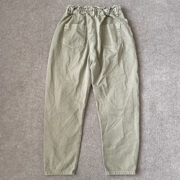 Zara Pants Womens 6 Beige Khaki High Rise Paperbag Cropped 24" Inseam Casual - Picture 11 of 13